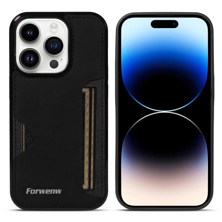 For iPhone 14 Pro Forwenw F5 Series Integrated Card Bag Phone Case(Black) - iPhone 14 Pro Cases by Forwenw | Online Shopping UK | buy2fix