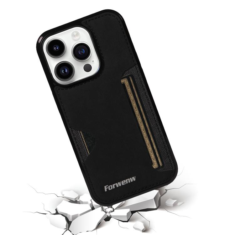 For iPhone 14 Pro Forwenw F5 Series Integrated Card Bag Phone Case(Black) - iPhone 14 Pro Cases by Forwenw | Online Shopping UK | buy2fix