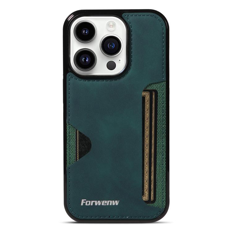 For iPhone 14 Pro Forwenw F5 Series Integrated Card Bag Phone Case(Green) - iPhone 14 Pro Cases by Forwenw | Online Shopping UK | buy2fix