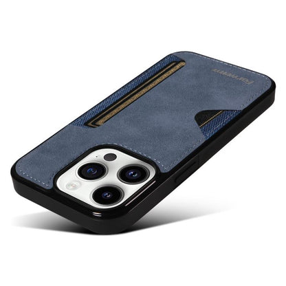 For iPhone 14 Pro Forwenw F5 Series Integrated Card Bag Phone Case(Blue) - iPhone 14 Pro Cases by Forwenw | Online Shopping UK | buy2fix