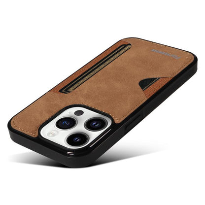For iPhone 14 Pro Forwenw F5 Series Integrated Card Bag Phone Case(Brown) - iPhone 14 Pro Cases by Forwenw | Online Shopping UK | buy2fix
