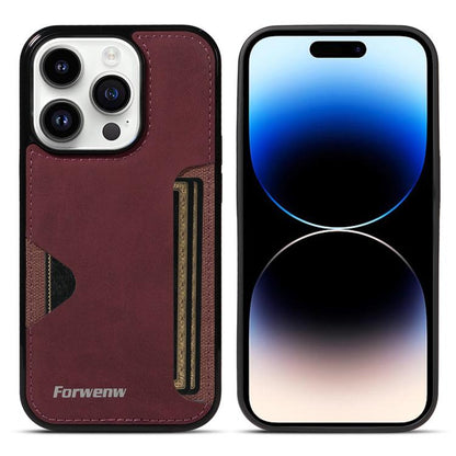 For iPhone 14 Pro Forwenw F5 Series Integrated Card Bag Phone Case(Red) - iPhone 14 Pro Cases by Forwenw | Online Shopping UK | buy2fix