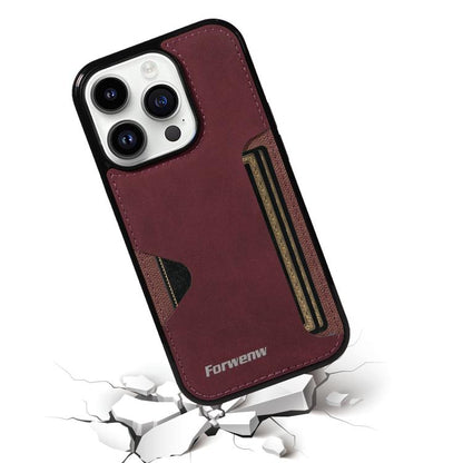 For iPhone 14 Pro Forwenw F5 Series Integrated Card Bag Phone Case(Red) - iPhone 14 Pro Cases by Forwenw | Online Shopping UK | buy2fix