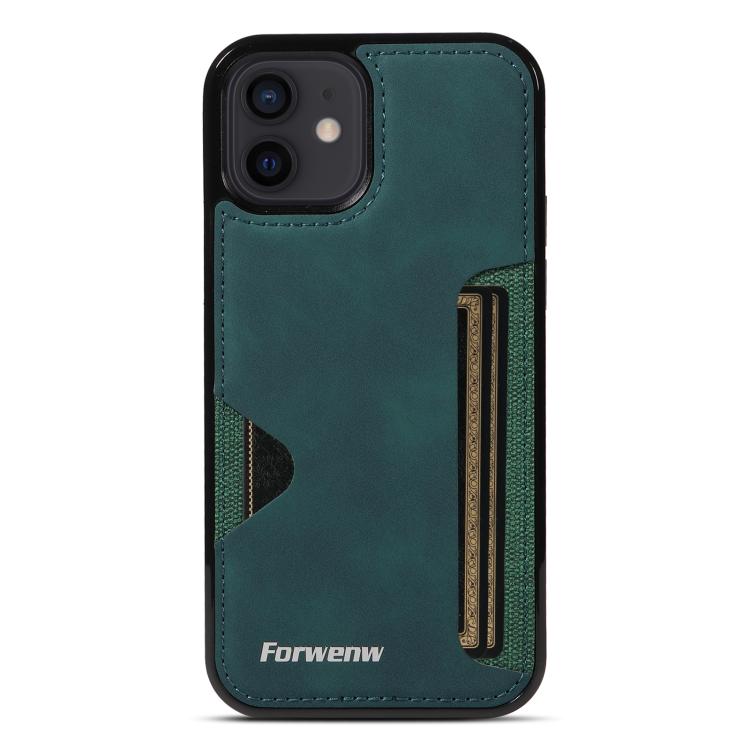 For iPhone 12 Forwenw F5 Series Integrated Card Bag Phone Case(Green) - iPhone 12 / 12 Pro Cases by Forwenw | Online Shopping UK | buy2fix