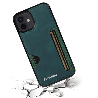 For iPhone 12 Forwenw F5 Series Integrated Card Bag Phone Case(Green) - iPhone 12 / 12 Pro Cases by Forwenw | Online Shopping UK | buy2fix