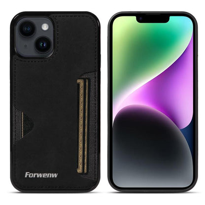 For iPhone 14 Forwenw F5 Series Integrated Card Bag Phone Case(Black) - iPhone 14 Cases by Forwenw | Online Shopping UK | buy2fix