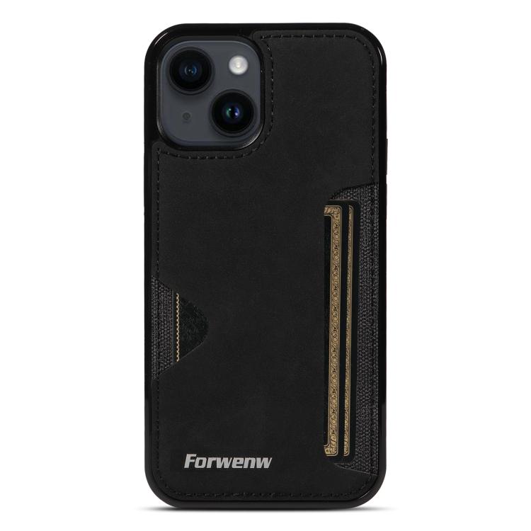 For iPhone 14 Forwenw F5 Series Integrated Card Bag Phone Case(Black) - iPhone 14 Cases by Forwenw | Online Shopping UK | buy2fix