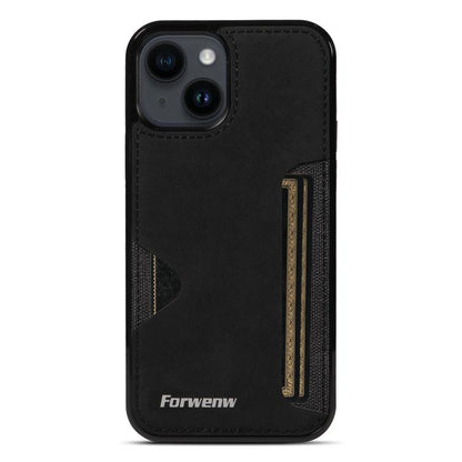For iPhone 14 Forwenw F5 Series Integrated Card Bag Phone Case(Black) - iPhone 14 Cases by Forwenw | Online Shopping UK | buy2fix