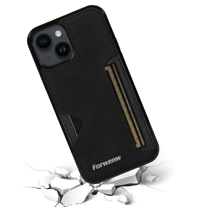 For iPhone 14 Forwenw F5 Series Integrated Card Bag Phone Case(Black) - iPhone 14 Cases by Forwenw | Online Shopping UK | buy2fix