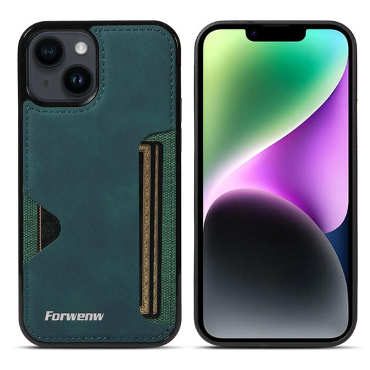 For iPhone 14 Forwenw F5 Series Integrated Card Bag Phone Case(Green)