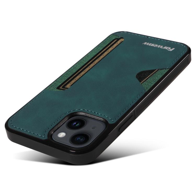 For iPhone 14 Forwenw F5 Series Integrated Card Bag Phone Case(Green) - iPhone 14 Cases by Forwenw | Online Shopping UK | buy2fix