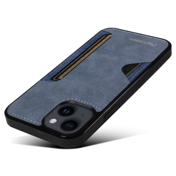 For iPhone 14 Forwenw F5 Series Integrated Card Bag Phone Case(Blue) - iPhone 14 Cases by Forwenw | Online Shopping UK | buy2fix