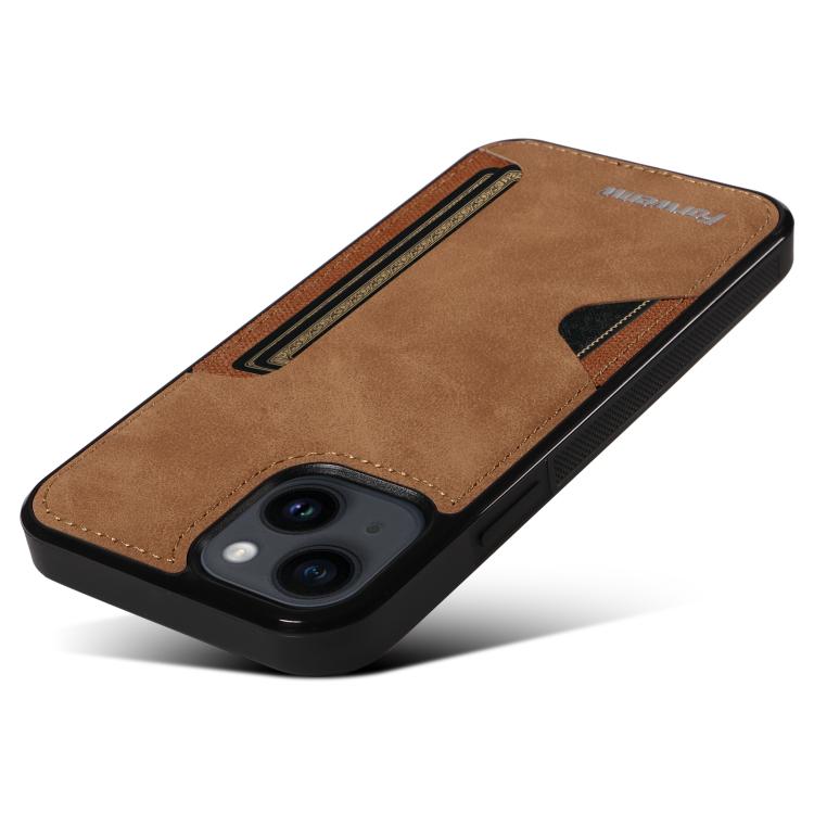 For iPhone 14 Forwenw F5 Series Integrated Card Bag Phone Case(Brown) - iPhone 14 Cases by Forwenw | Online Shopping UK | buy2fix