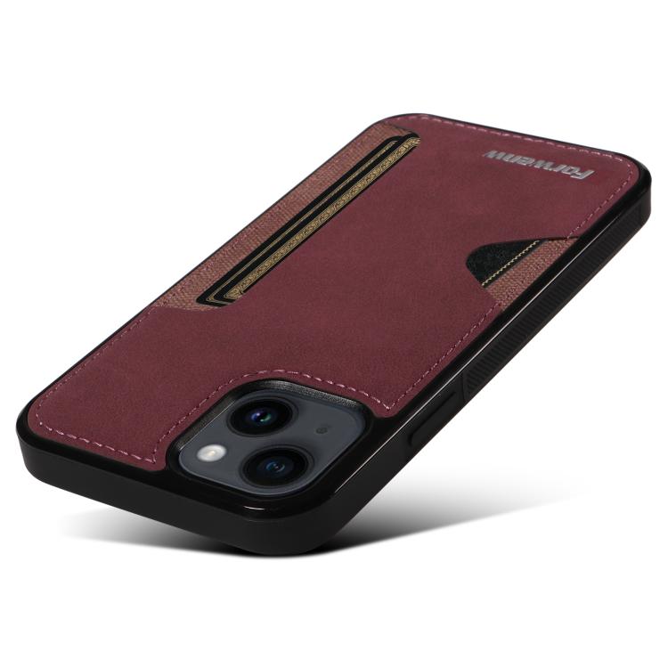 For iPhone 14 Forwenw F5 Series Integrated Card Bag Phone Case(Red) - iPhone 14 Cases by Forwenw | Online Shopping UK | buy2fix