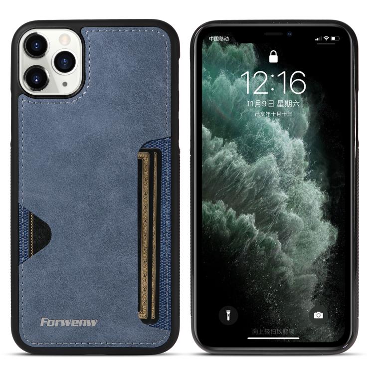For iPhone 11 Pro Max Forwenw F5 Series Integrated Card Bag Phone Case(Blue) - iPhone 11 Pro Max Cases by Forwenw | Online Shopping UK | buy2fix