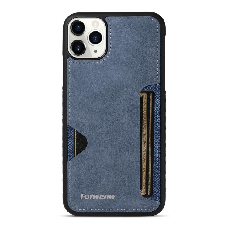 For iPhone 11 Pro Max Forwenw F5 Series Integrated Card Bag Phone Case(Blue) - iPhone 11 Pro Max Cases by Forwenw | Online Shopping UK | buy2fix