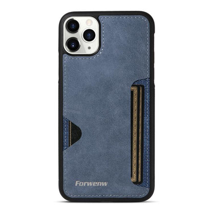 For iPhone 11 Pro Max Forwenw F5 Series Integrated Card Bag Phone Case(Blue) - iPhone 11 Pro Max Cases by Forwenw | Online Shopping UK | buy2fix