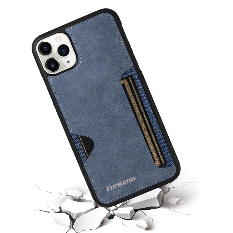 For iPhone 11 Pro Max Forwenw F5 Series Integrated Card Bag Phone Case(Blue) - iPhone 11 Pro Max Cases by Forwenw | Online Shopping UK | buy2fix