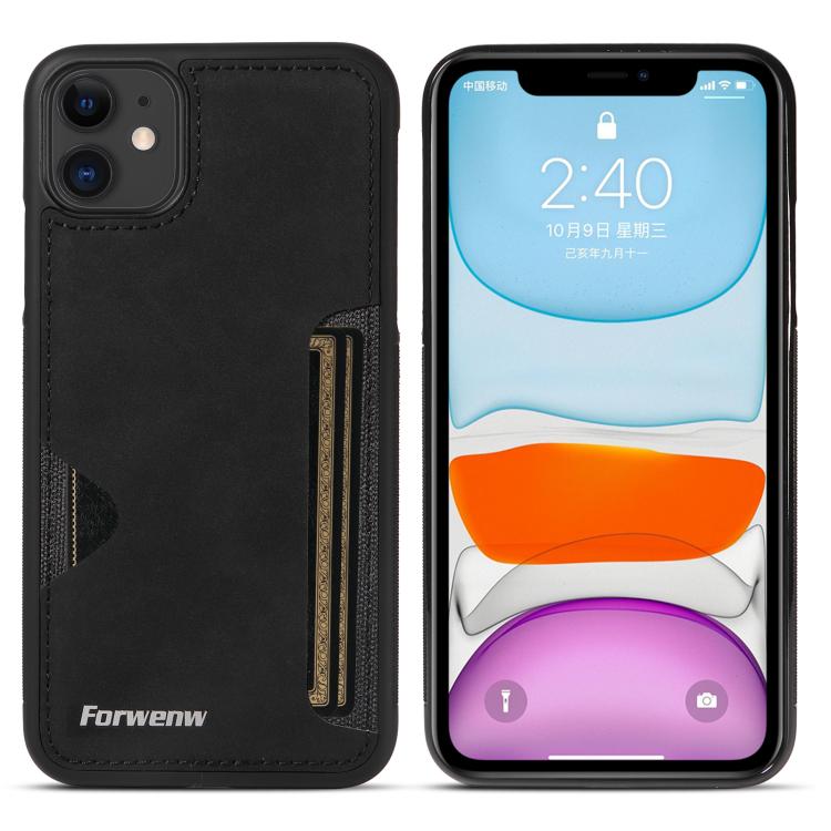 For iPhone 11 Forwenw F5 Series Integrated Card Bag Phone Case(Black) - iPhone 11 Cases by Forwenw | Online Shopping UK | buy2fix