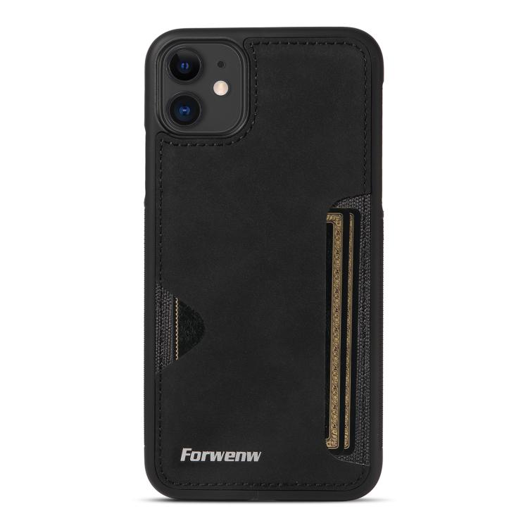 For iPhone 11 Forwenw F5 Series Integrated Card Bag Phone Case(Black) - iPhone 11 Cases by Forwenw | Online Shopping UK | buy2fix