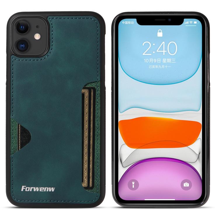 For iPhone 11 Forwenw F5 Series Integrated Card Bag Phone Case(Green) - iPhone 11 Cases by Forwenw | Online Shopping UK | buy2fix