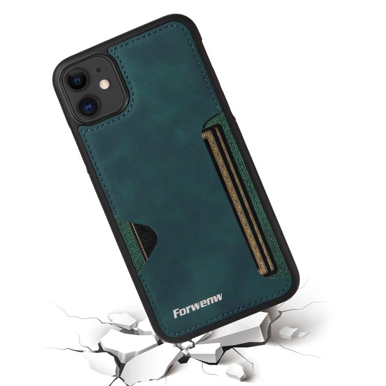 For iPhone 11 Forwenw F5 Series Integrated Card Bag Phone Case(Green) - iPhone 11 Cases by Forwenw | Online Shopping UK | buy2fix