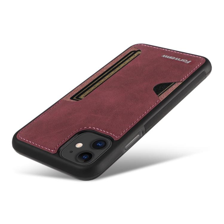 For iPhone 11 Forwenw F5 Series Integrated Card Bag Phone Case(Red) - iPhone 11 Cases by Forwenw | Online Shopping UK | buy2fix