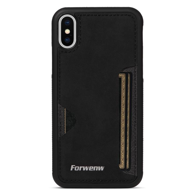 For iPhone X / XS Forwenw F5 Series Integrated Card Bag Phone Case(Black) - More iPhone Cases by Forwenw | Online Shopping UK | buy2fix