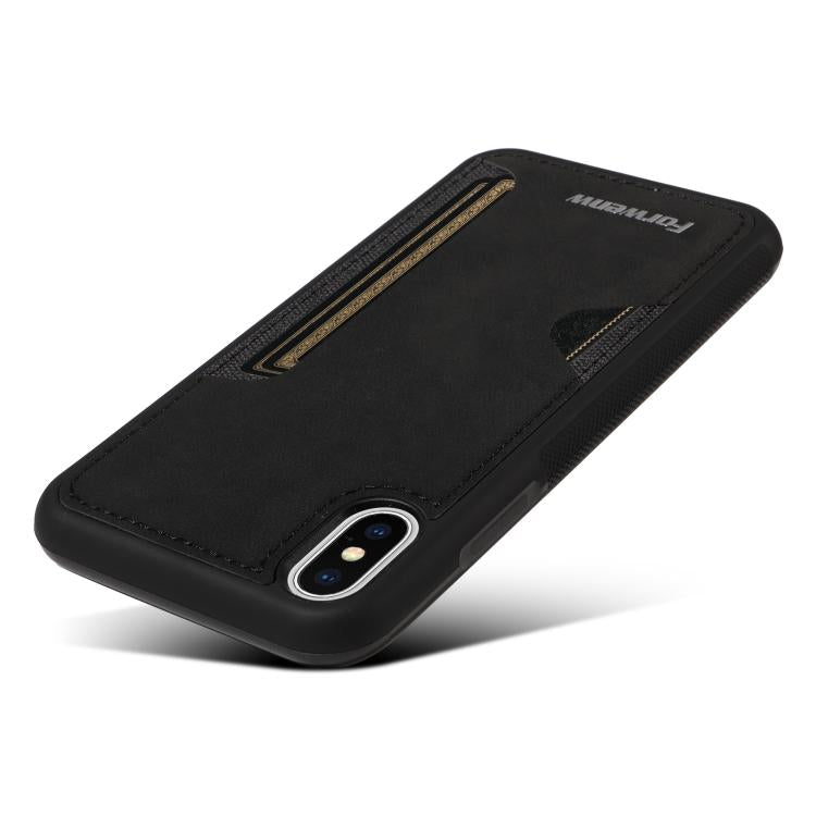 For iPhone X / XS Forwenw F5 Series Integrated Card Bag Phone Case(Black) - More iPhone Cases by Forwenw | Online Shopping UK | buy2fix