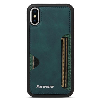 For iPhone X / XS Forwenw F5 Series Integrated Card Bag Phone Case(Green) - More iPhone Cases by Forwenw | Online Shopping UK | buy2fix