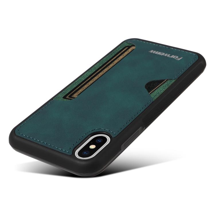 For iPhone X / XS Forwenw F5 Series Integrated Card Bag Phone Case(Green) - More iPhone Cases by Forwenw | Online Shopping UK | buy2fix