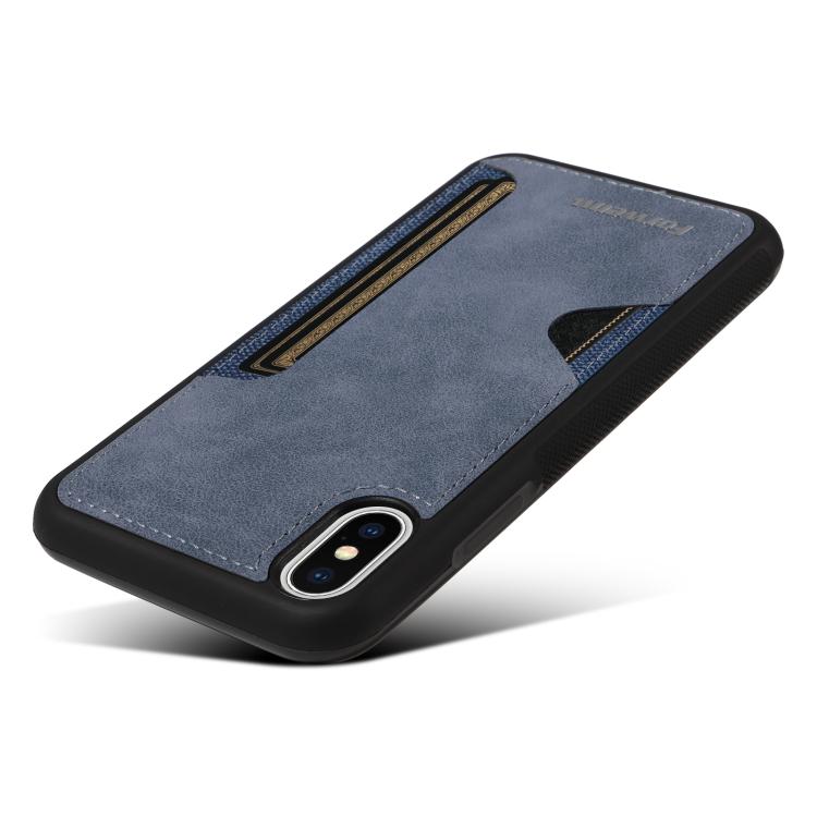 For iPhone X / XS Forwenw F5 Series Integrated Card Bag Phone Case(Blue) - More iPhone Cases by Forwenw | Online Shopping UK | buy2fix