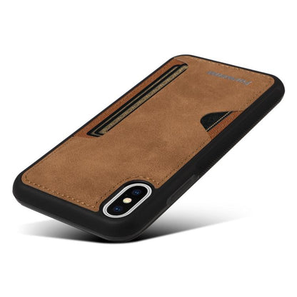 For iPhone X / XS Forwenw F5 Series Integrated Card Bag Phone Case(Brown) - More iPhone Cases by Forwenw | Online Shopping UK | buy2fix