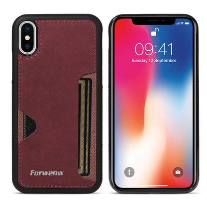 For iPhone X / XS Forwenw F5 Series Integrated Card Bag Phone Case(Red) - More iPhone Cases by Forwenw | Online Shopping UK | buy2fix