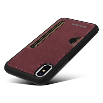 For iPhone X / XS Forwenw F5 Series Integrated Card Bag Phone Case(Red) - More iPhone Cases by Forwenw | Online Shopping UK | buy2fix