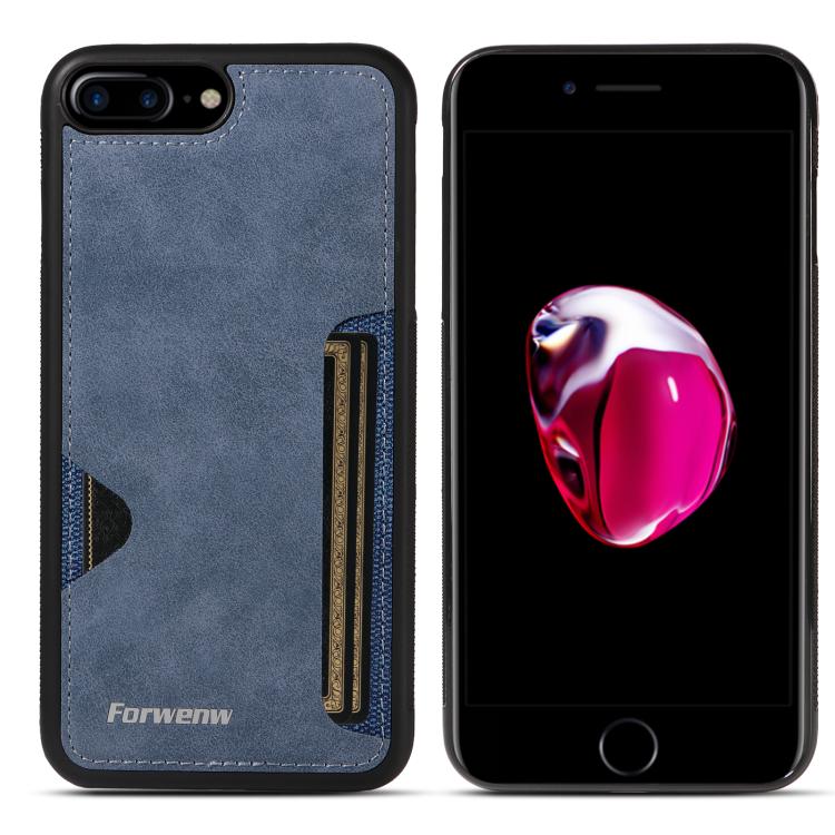For iPhone 7 Plus / 8 Plus Forwenw F5 Series Integrated Card Bag Phone Case(Blue) - More iPhone Cases by Forwenw | Online Shopping UK | buy2fix