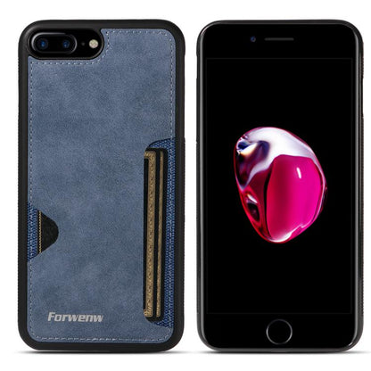 For iPhone 7 Plus / 8 Plus Forwenw F5 Series Integrated Card Bag Phone Case(Blue) - More iPhone Cases by Forwenw | Online Shopping UK | buy2fix
