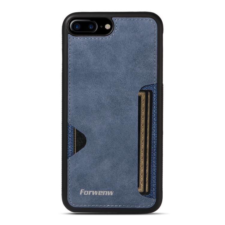 For iPhone 7 Plus / 8 Plus Forwenw F5 Series Integrated Card Bag Phone Case(Blue) - More iPhone Cases by Forwenw | Online Shopping UK | buy2fix