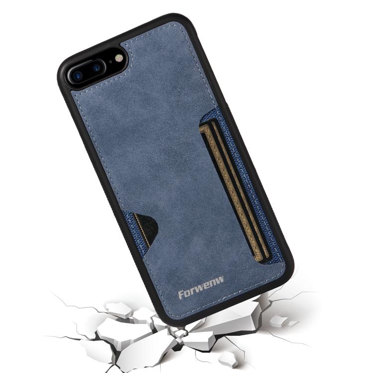For iPhone 7 Plus / 8 Plus Forwenw F5 Series Integrated Card Bag Phone Case(Blue) - More iPhone Cases by Forwenw | Online Shopping UK | buy2fix