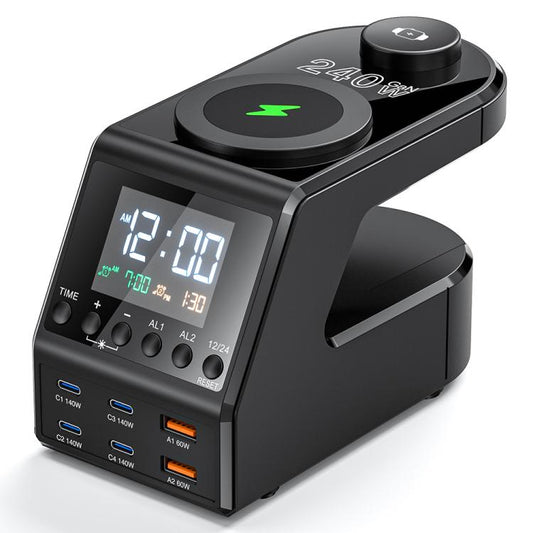 9 in 1 240W Multifunctional Multi-Port Charging Station with Alarm Function - Wireless Charger by buy2fix | Online Shopping UK | buy2fix