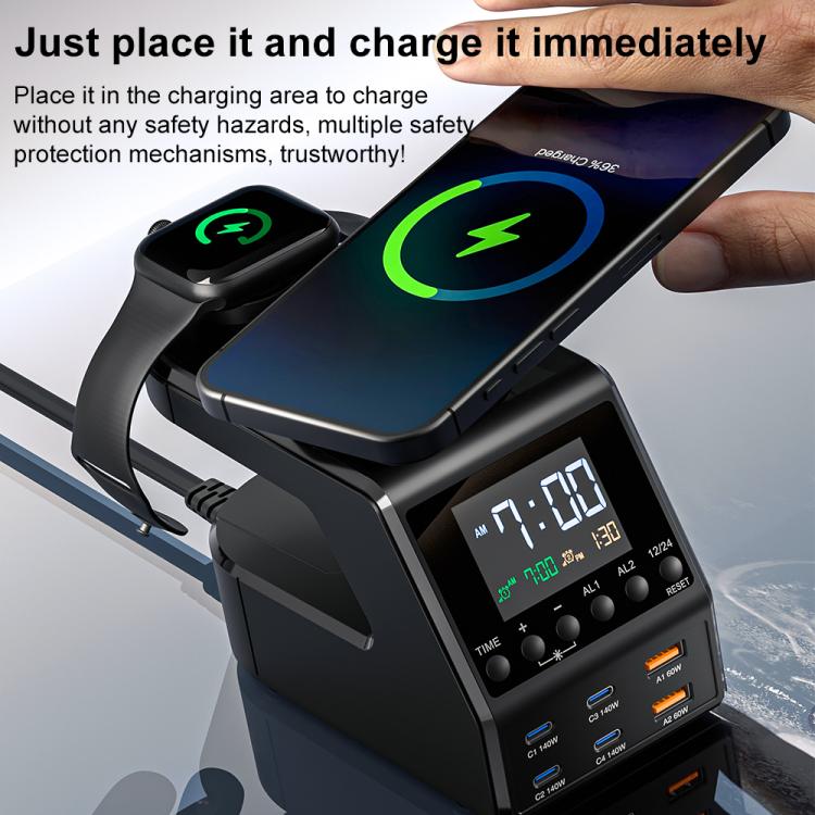 9 in 1 240W Multifunctional Multi-Port Charging Station with Alarm Function - Wireless Charger by buy2fix | Online Shopping UK | buy2fix