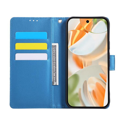 For Google Pixel 10 Pro XL Rose Flower Embossed 3-Card Slots Leather Phone Case(Blue) - Google Cases by buy2fix | Online Shopping UK | buy2fix