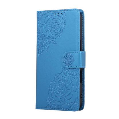 For iPhone Air Rose Flower Embossed 3-Card Slots Leather Phone Case(Blue) - iPhone Air Cases by buy2fix | Online Shopping UK | buy2fix