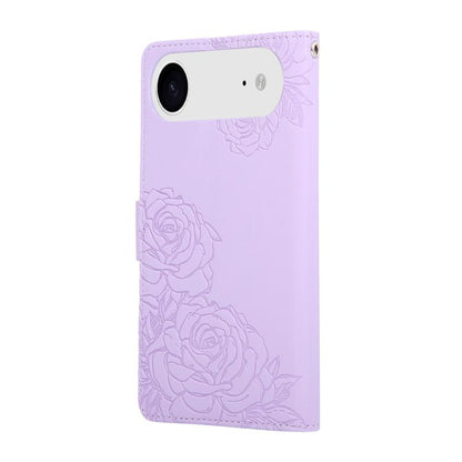 For iPhone Air Rose Flower Embossed 3-Card Slots Leather Phone Case(Purple) - iPhone Air Cases by buy2fix | Online Shopping UK | buy2fix