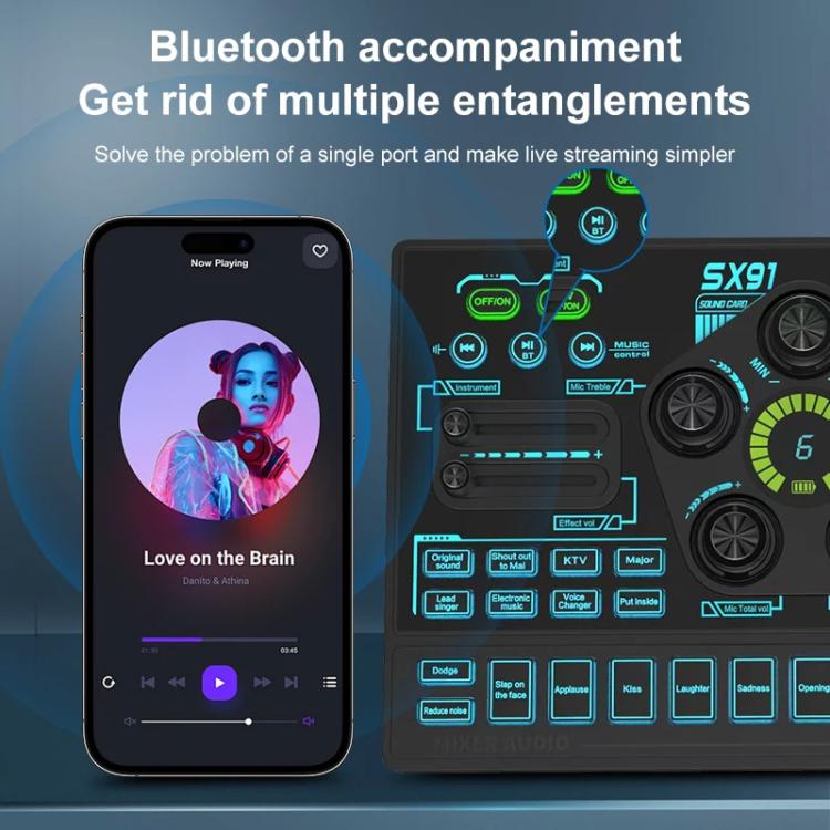 SX91 Multi-function Professional Mixer Mobile Phone Computer Live Streaming Sound Card(Black) - Live Sound Effects Processors by buy2fix | Online Shopping UK | buy2fix