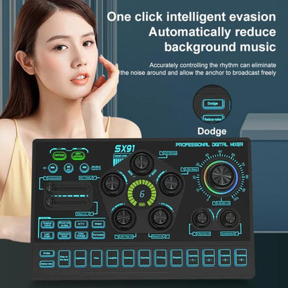 SX91 Multi-function Professional Mixer Mobile Phone Computer Live Streaming Sound Card(Black) - Live Sound Effects Processors by buy2fix | Online Shopping UK | buy2fix
