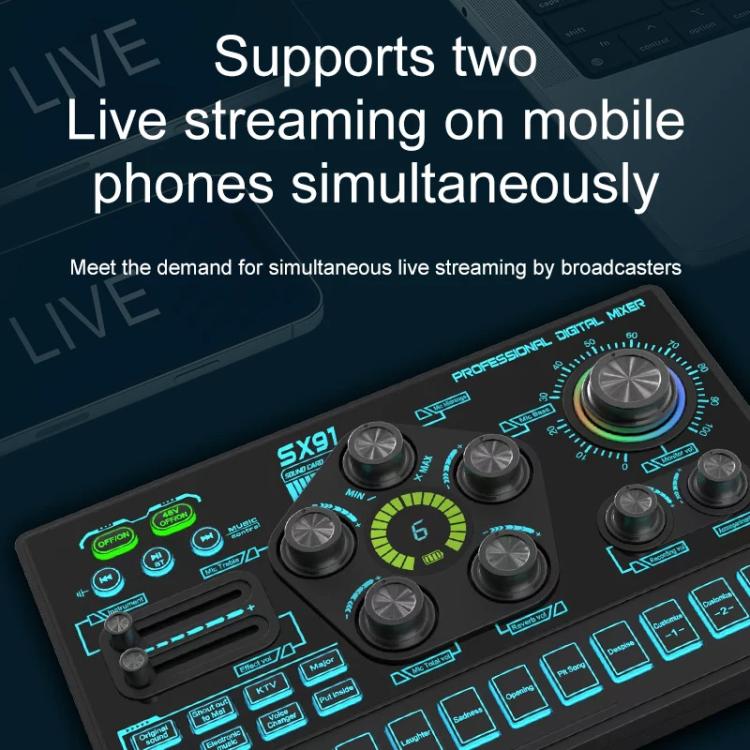 SX91 Multi-function Professional Mixer Mobile Phone Computer Live Streaming Sound Card(Black) - Live Sound Effects Processors by buy2fix | Online Shopping UK | buy2fix