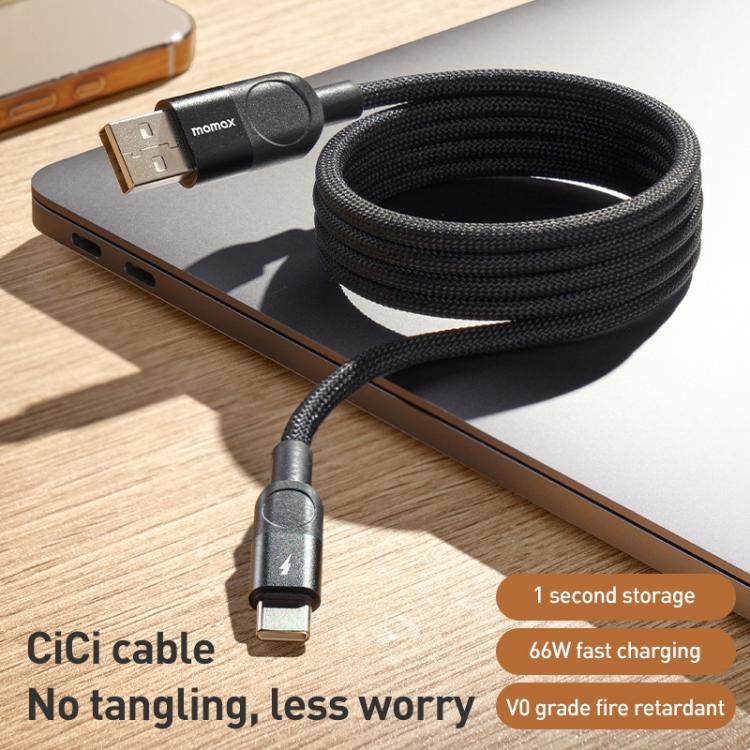 MOMAX Mag.Link DA57 66W USB to USB-C / Type-C Magnetic Braided Fast Charging Cable, Length:1m(Black) - USB-C & Type-C Cable by MOMAX | Online Shopping UK | buy2fix