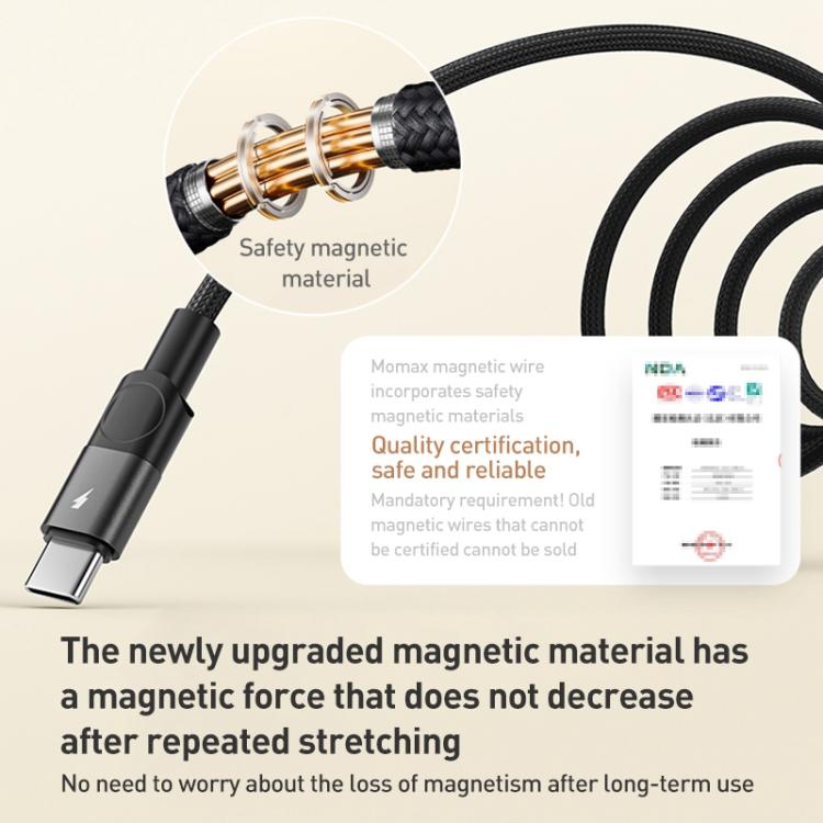 MOMAX Mag.Link DA57 66W USB to USB-C / Type-C Magnetic Braided Fast Charging Cable, Length:1m(Black) - USB-C & Type-C Cable by MOMAX | Online Shopping UK | buy2fix