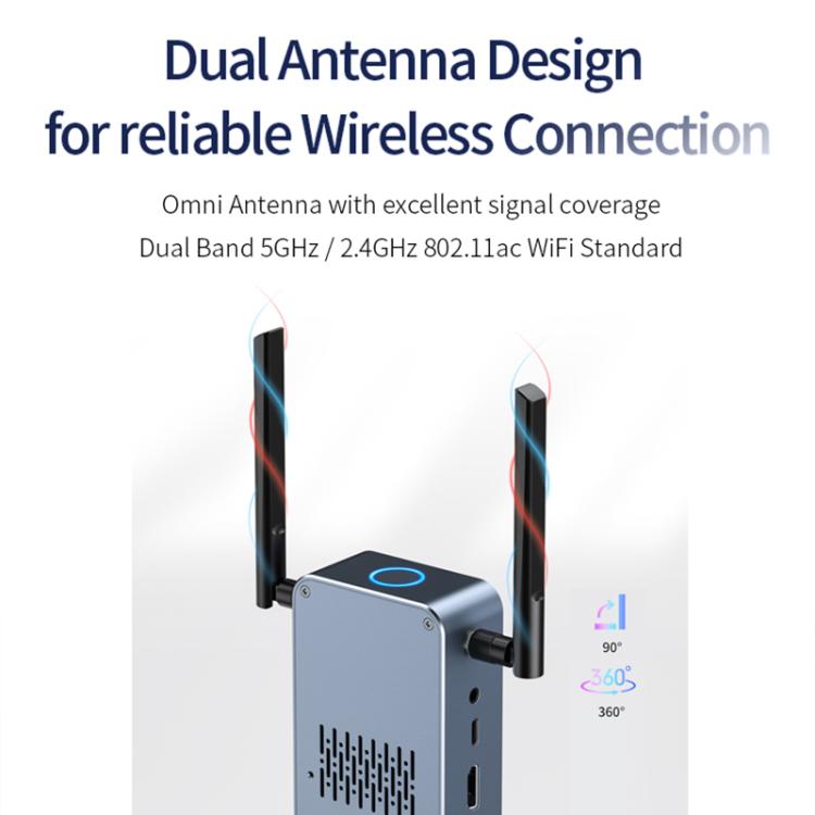 G52+R18 Smart HD Wireless Extender System Screen Mirroring Transmitter Receiver(Space Grey) - Wireless Display Dongle by buy2fix | Online Shopping UK | buy2fix